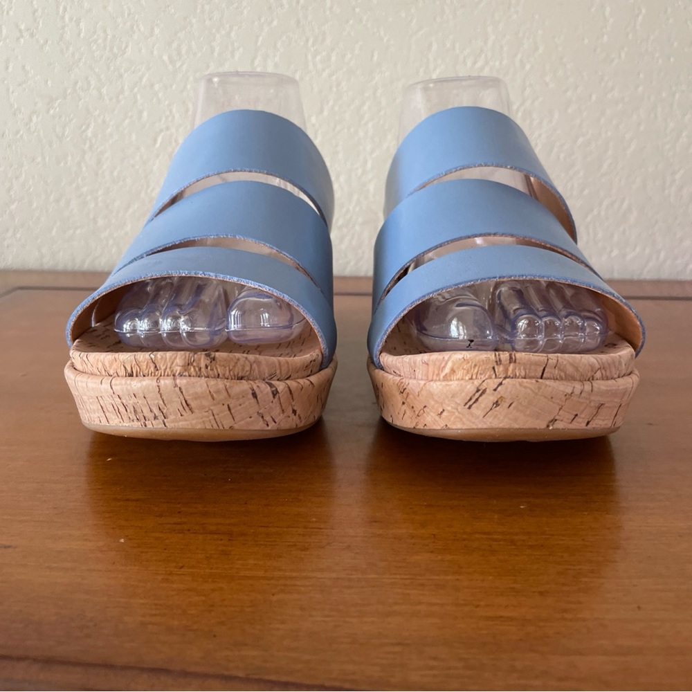Kork-Ease Womens Menzie Slides Sandals Cork Wedge Heel Blue Leather Size 10M - Picture 8 of 16